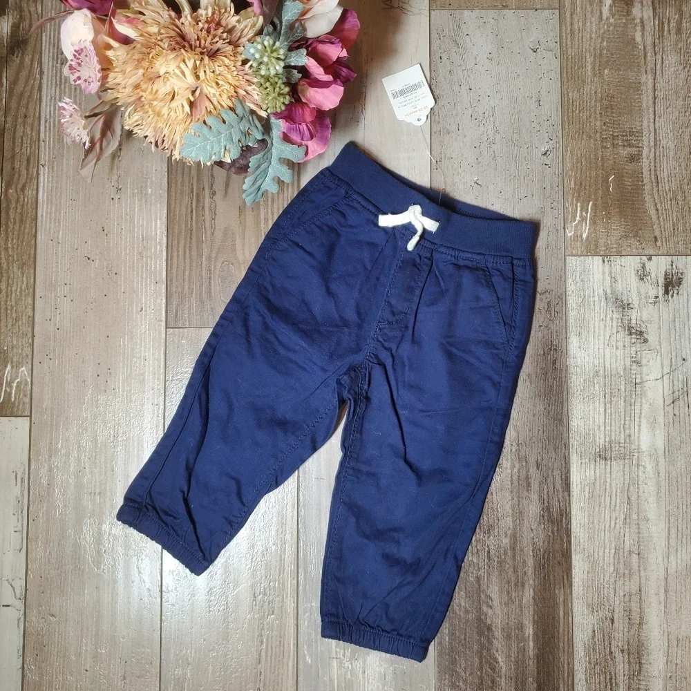 NWT Gymboree Baby Size 12-18m Blue Pull-On Casual Boy Pants 100% Cotton